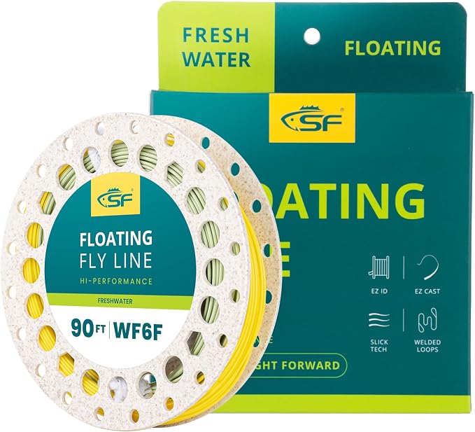 SF Fly Fishing Line with Two Welded Loops Weight Forward Floating Fly Lines Trout 90FT WF2 3 4 5 6 7 8 9F Multi-Color Freshwater