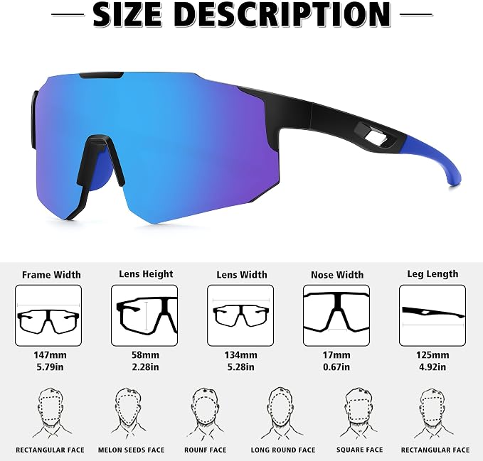 STORYCOAST Polarized Sports Sunglasses for Men Women,Driving Fishing Cycling Mountain Bike Sunglasses UV400 Protection