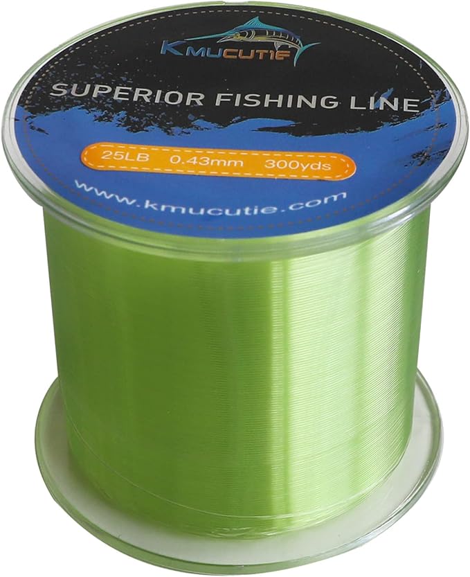 Kmucutie Fishing Line, Monofilament Fishing Line 300 Yds Ultimate Strength, Shock Absorber, Suspend in Water, Knot Friendly - Mono Fishing Line 10-40LB