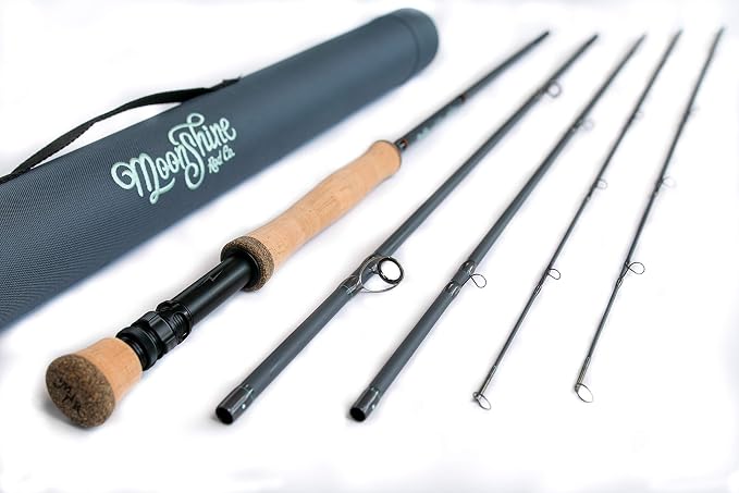 Moonshine Rod Company Fast Action Fly Fishing Rod – Carbon Fiber Graphite Rod with Zippered Travel Case – Drifter II, Vesper, Epiphany ESN, Outcast, Phantom & Rambler Series - 2WT up to 12WT Rods