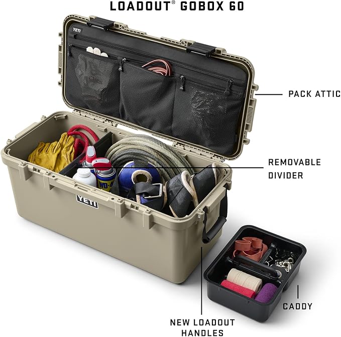 YETI LoadOut GoBox Collection, Divided Waterproof Cargo Case, Dry Box, Camera Case, Fishing Tackle Box
