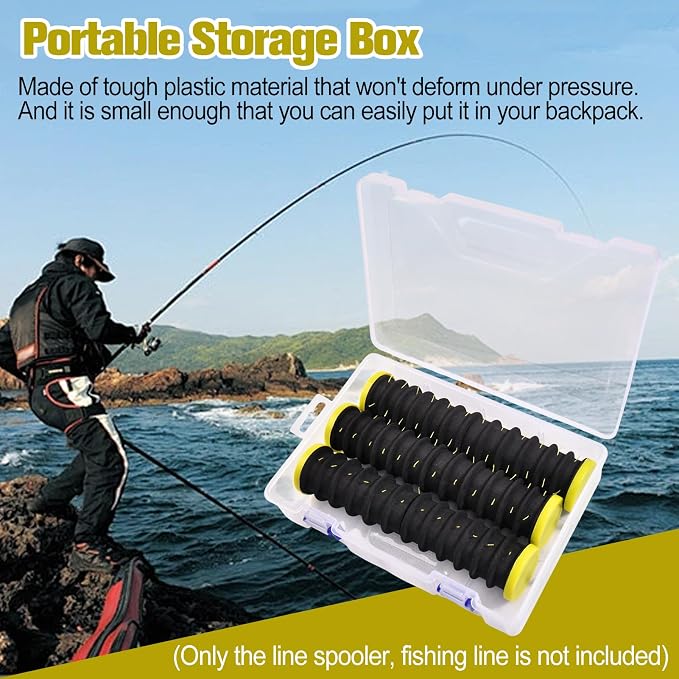 3 Pcs Fishing Line Storage Organizer, Leader Holder with 12 Slots to Keep Your Line Tangle Free for Storing Lines Winding Board Rigs Holder Leader Tray Hook Keeper, with Portable Storage Box