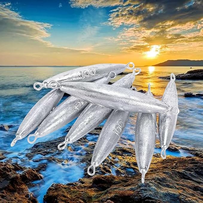 10PCS Fishing Weights Torpedo Sinkers Inline Trolling Sinkers Weights Kit Fishing Sinkers Catfishing Sinkers Saltwater Fishing Torpedo Weights Double Ring Sinkers - 1oz(30g)