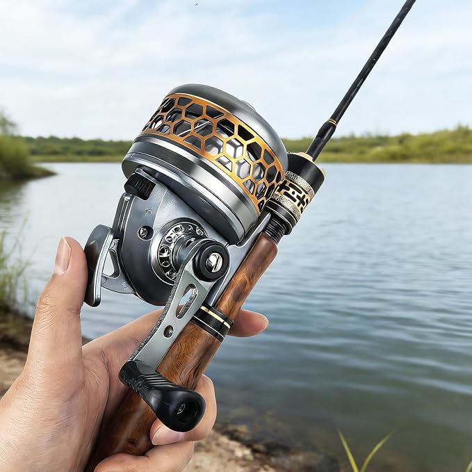 Spincast Fishing Reel, All-Metal Gears, Easy to Use Push Button Casting Design, Changeable Right/Left-Hand Retrieve