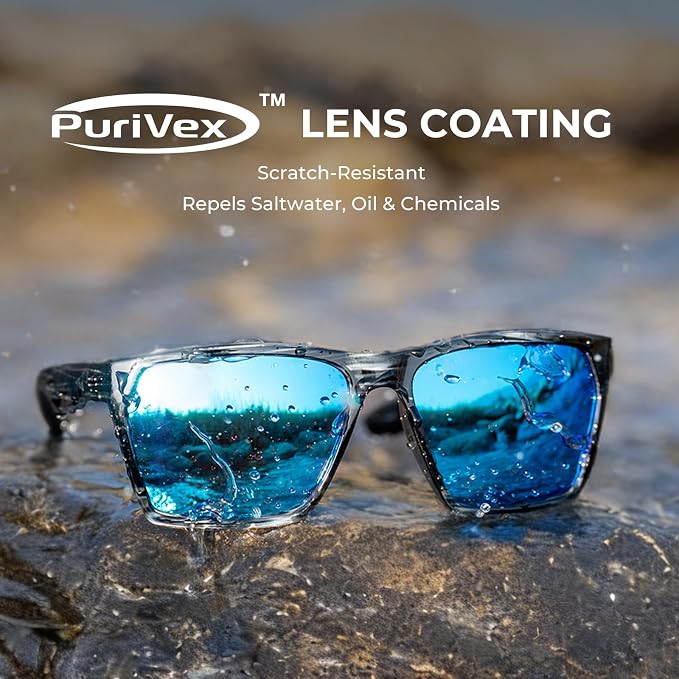 KastKing Beartrap Polarized Sports Fishing Sunglasses, With PuriVex Protective Lens Coating, Square Frame Design, Men Women