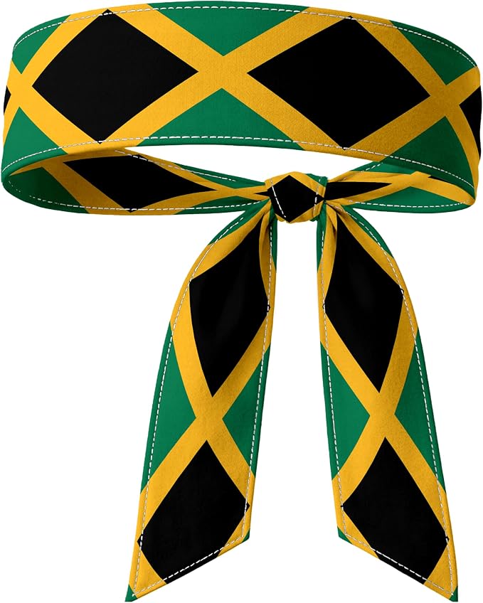 Tie Headband for Women & Men, Flag Patterned Sports Sweatband Head Wrap, Hair Bandana Accessory, 40" x 2.4"