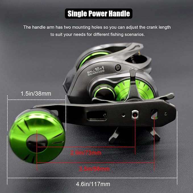 Carbon 380 Baitcasting Fishing Reel, 7.2:1 Gear Ratio, Up to 39 Lbs Max Drag, Magnetic Brake, Lightweight Carbon Fiber Frame and Side Covers, Deep Spool Large Capacity Saltwater Casting Reel