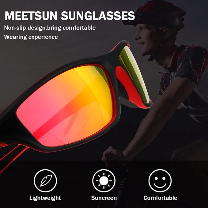 TOODOO 4 Pairs Men Polarized Sunglasses with UV Protection Driving Glasses Sports for Sport Outdoor Activities