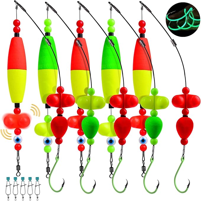 PROBEROS Catfish Fishing Rigs - Bank Fishing Set with 5pcs/Set, 6/0, 8/0, 10/0 Circle Hooks Circle Hooks, High Visibility, Ready to Use Catfish Rigs