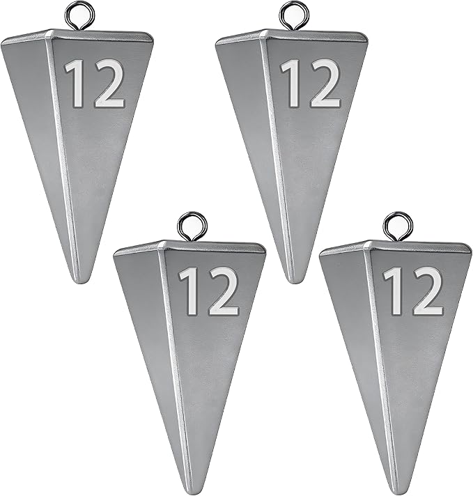 Pyramid Sinkers Fishing Weights, Saltwater Fishing Sinkers for Surf Fishing Gear Tackle - 1oz, 2oz, 3oz