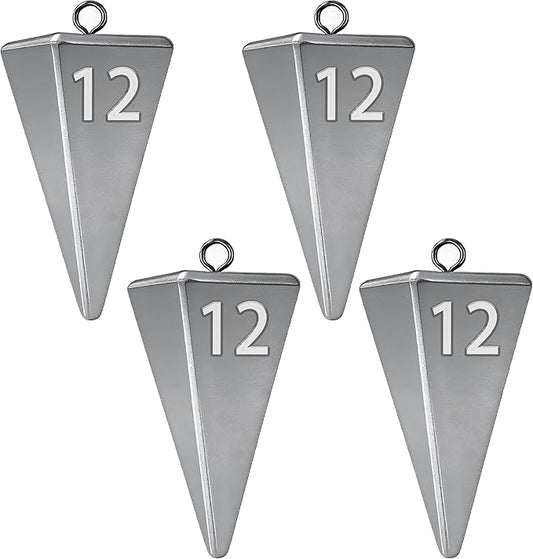 Pyramid Sinkers Fishing Weights, Saltwater Fishing Sinkers for Surf Fishing Gear Tackle - 1oz, 2oz, 3oz