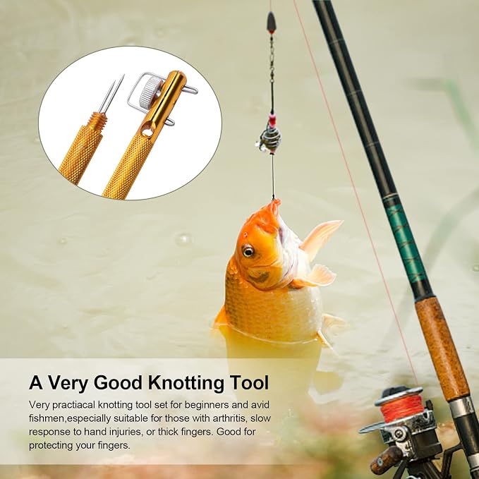 Realure 6 Pcs Fish Hook Line Quick Fishing Knot Tying Tool Kit with Disgorgers, Tie Fast Metal Fishing Line Tieing Tool, Portable Tying Knotting Tool for Fly Fishing Sea Fishing Casting Fishing
