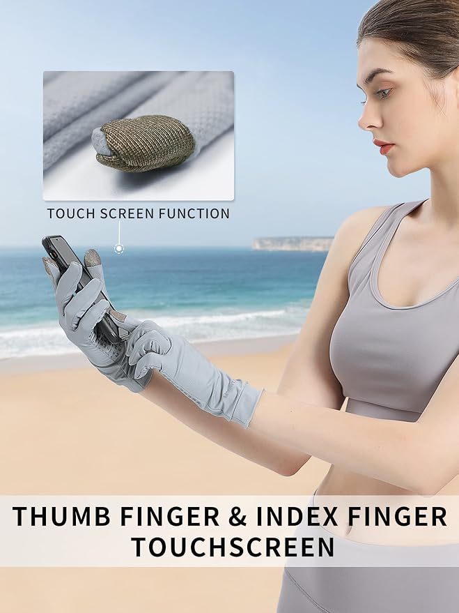 UV Protection Gloves Men's Women's Finger Tip Touchscreen Gloves UPF 50+ Sun Protective Glove for Cycling Fishing Running Hiking Boating Garden Safari Outdoor Activitie