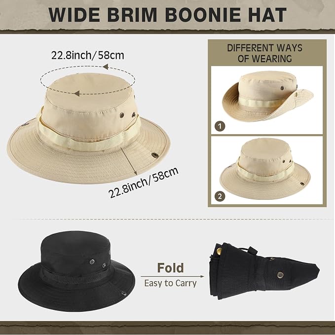 Xtinmee 20 Pcs Boonie Hat Bulk Wide Brim Bucket Hat Safari Hats Outdoor Sun Hats for Hiking Camping with Adjustable Strap