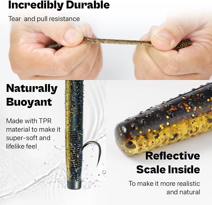 Ned Rig Baits Kit,TRD Soft Plastic Worms or Crawfish for Bass Fishing