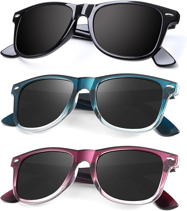 KALIYADI Polarized Sunglasses for Men and Women Matte Finish Sun glasses Color Mirror Lens UV Blocking (3 Pack)