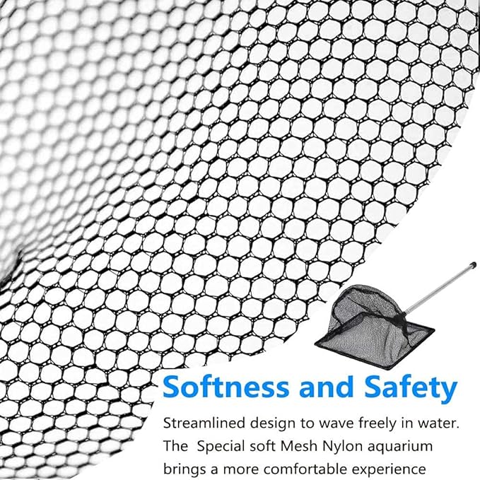 Aquarium Fish Net, 8 Inch Fine Mesh Fish Tank with Extendable 9-24 inch Long Handle
