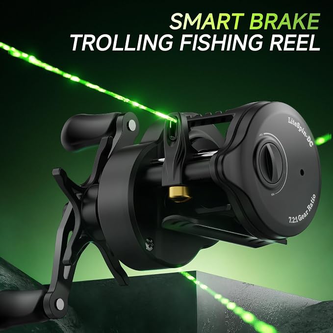 DC Baitcaster Reel, 3 Modes Digital Control Trolling Reel, 5.47oz Ultralight Baitcasting Reels, Max Drag 11LB, 7.2:1, 5+1BB, Freshwater Saltwater Fishing Reels