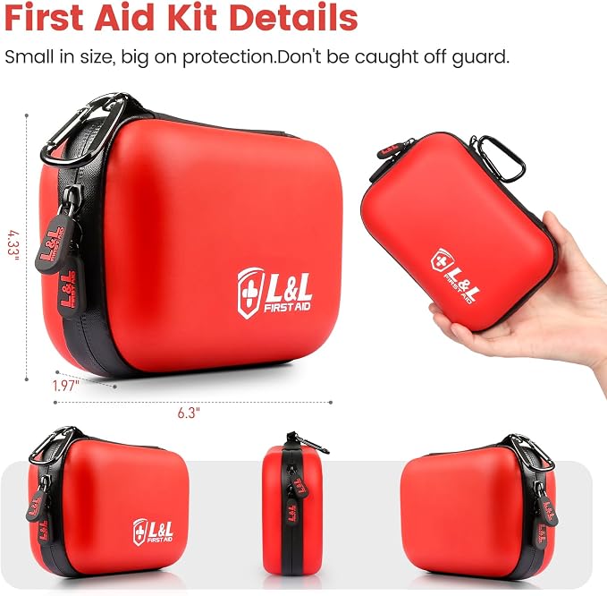 Emergency Kit 120 Piece Travel Car Survival Gear First Aid Kit,Waterproof Emergency Mini First Aid Kits,Portable Small First Aid Kit for Survival Car Travel Office Camping Sports Hiking (Red)