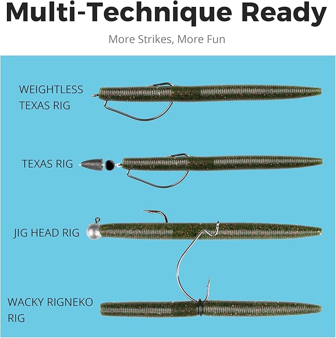 30/50/78/100Pcs Senko Worms Kit – 4"/5" Soft Plastic Fishing Lures with Salt Impregnation for Bass Fishing
