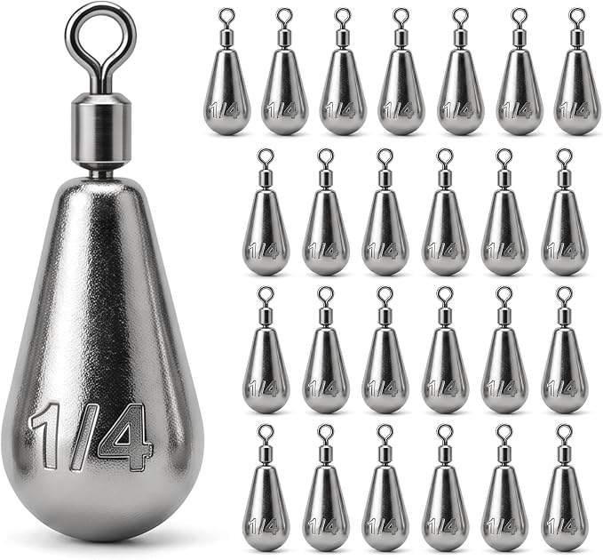 Drop Shot Fishing Weights with Rolling Swivel Streamlined Lead Fishing Sinkers for Freshwater Saltwater Catfish Bass Casting Fishing and Bottom Fishing Rigs