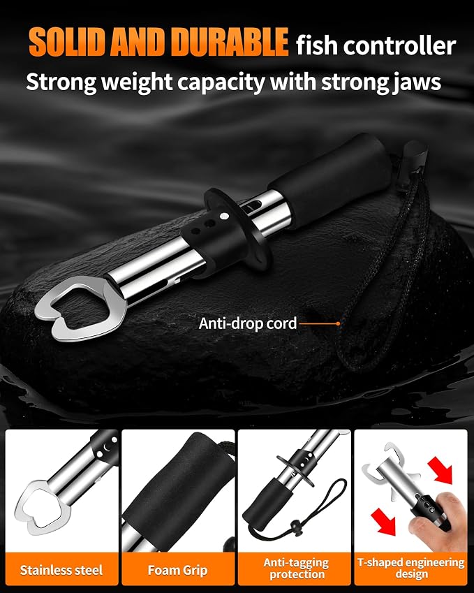 Fish Lip Gripper，Fishing Split Ring Pliers，Fish Hook Remover Tool Kit，Fishing Gear Gift for Men，Saltwater Line Cutting Fishing Tackle，Accessory Set