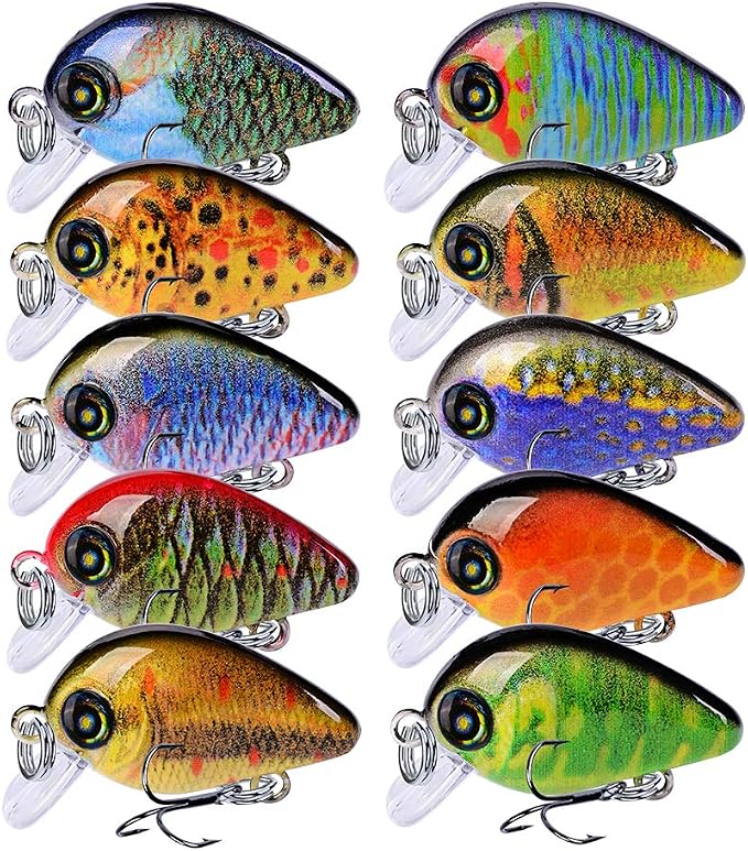 Mini Crankbait Fishing Lures Kits Swimbait Wobbler Hard Baits for Bass Trout Pike Freshwater and Saltwater 10pc-20pc/pack
