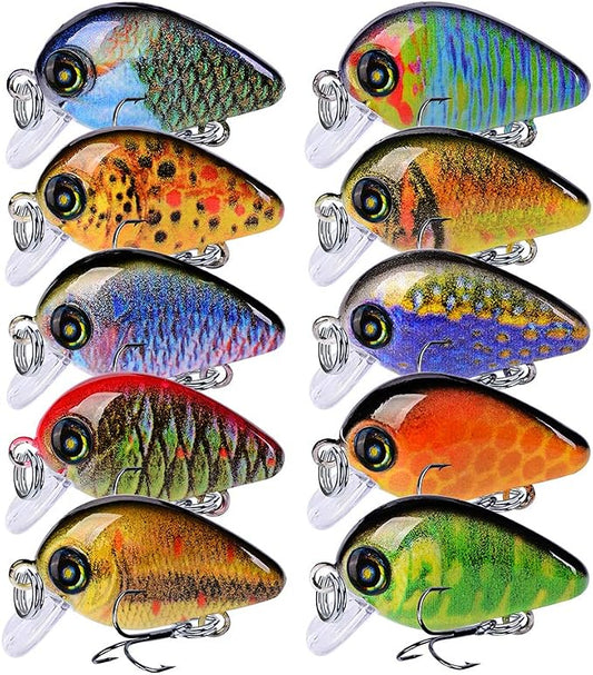 Mini Crankbait Fishing Lures Kits Swimbait Wobbler Hard Baits for Bass Trout Pike Freshwater and Saltwater 10pc-20pc/pack