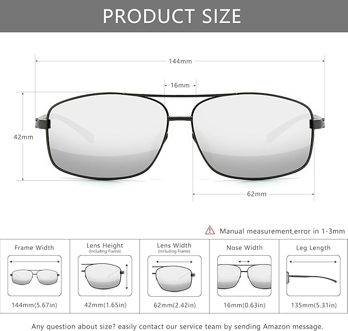 SUNGAIT Ultra Lightweight Rectangular Polarized Sunglasses Men UV400 Protection