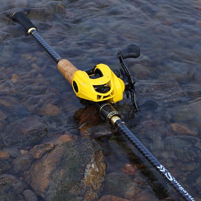 Sougayilang Fishing Rod 24-Ton Carbon&Glass Fiber Composite Spinning and Casting Rod, 2 Piece for Bass Trout Crappie Travel Fishing- 6'0"