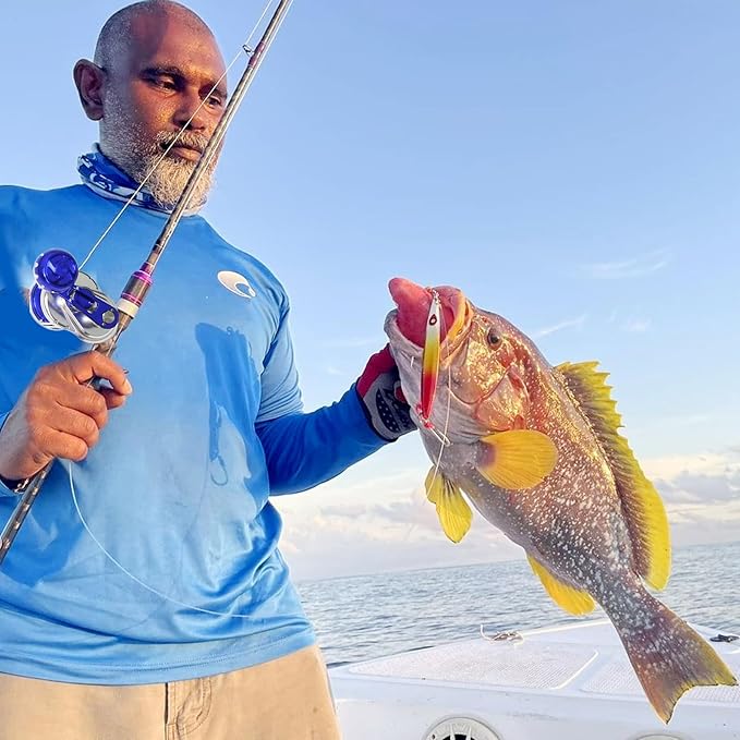 66-77lbs Jigging Reel, 6.3:1 9BB+2RB Conventional Reel, CNC All Aircraft Aluminum Left and Right Hand Saltwater Fishing Reel (Blue, 66lb-300, Right Hand)