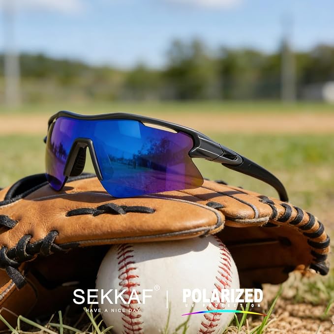 SEKKAF Polarized Sports Sunglasses for Men Women and Youth, UV400 Protection Ideal for Cycling Baseball Fishing Golf Running