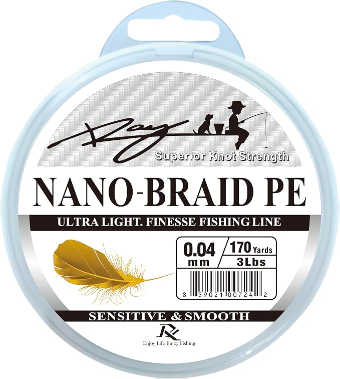Ultra Slim Braided PE Fishing Line, Strong Knot Strength, Deign for Ultra Light Freshwater Fishing, Come with 3lb Test or 5lb Test, 170Yds Each Spool