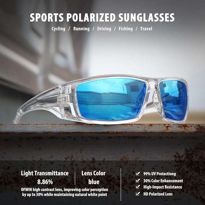 Polarized Sports Sunglasses for Men Women Unbreakable Frame Cycling Fishing Wrap Around Sunglasses UV400 Protection
