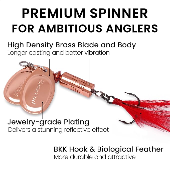 TRUSCEND Vibespinner Easy Catch Fishing Lures with BKK Hooks, Tail Spinner Baits with 4 Actions, Vibrating Swimming Flashing & Jigging for More Bites, Spoon Lures for Bass Trout Crappie Walleye Pike