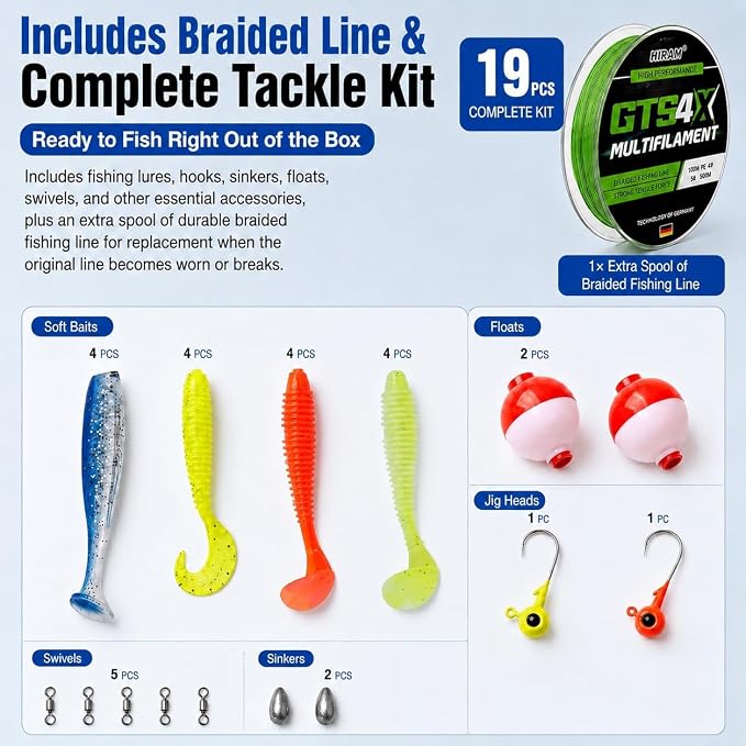 Catapult Fishing Rod Combo with Spincast Reel & Complete Tackle Kit, Slingshot Casting System, 15-25M Distance for Beginners