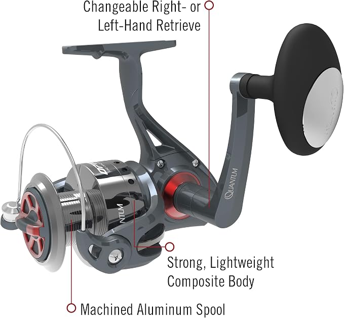 Quantum Optix Spinning Reel and 2-Piece Fishing Rod Combo, Durable Fiberglass Rod, Split-Grip EVA Foam Handle, Anti-Reverse Fishing Reel