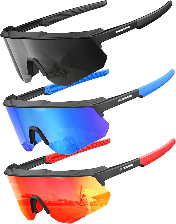 Polarized Sports Sunglasses for Men Women, UV400 Protection Mens Sunglasses Wrap Around Sun Glasses for Cycling Running