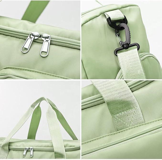 Suruid Travel Duffel Bag with Shoes Compartment Sports Gym Bag with Dry Wet Separated Pocket for Men and Women, Overnight Bag Weekender Bag Training Handbag Yoga Bag - Green
