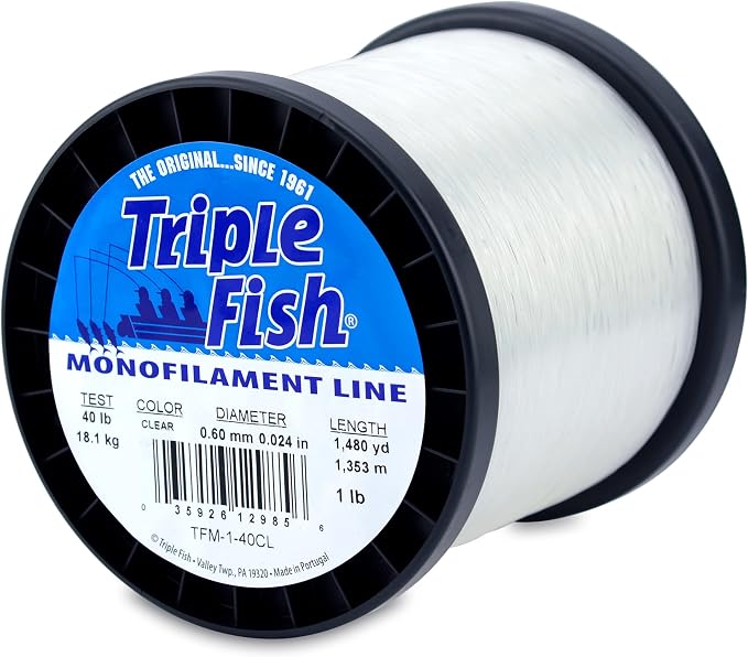 Triple Fish Monofilament Fishing Line - Strong Clear Pink Camo Color for Trolling, Bottom Fishing, Casting Main Line Catfish, Bass