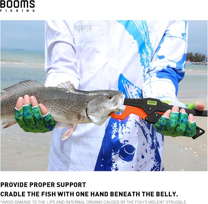 Booms Fishing G05 Lip Gripper Saltwater, 9.4" Plastic Catfish Grippers Pliers, Grabber Tool With Lanyard, Grips for Kayak Fishing Accessories, Great Holder for Caught Fish