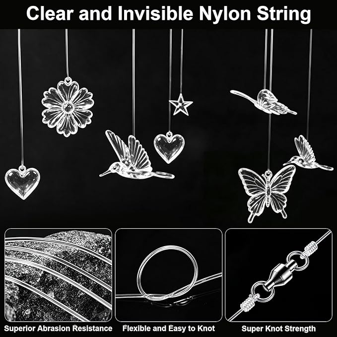 Anezus Fishing Wire for Hanging, Clear Fishing Line Invisible String Strong Monofilament Line for Hanging Decorations and Crafts