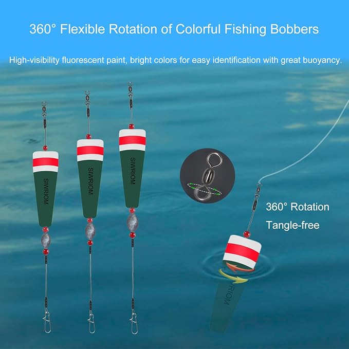 Popping Corks Floats for Saltwater Fishing Bobber, 4PCS Weighted Bobbers Inshore Fishing Popping Cork Float Rig Rattle Popper for Redfish Speckled Trout Sheepshead Flounder Fishing Tackle
