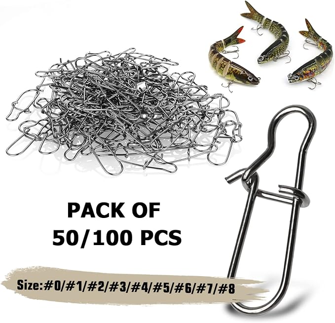 Atibin Duo Lock Fishing Snap Stainless High Strength Fishing Snap Swivel Quick Change Fishing Snap Clip Black Nickel 24lb-209lb