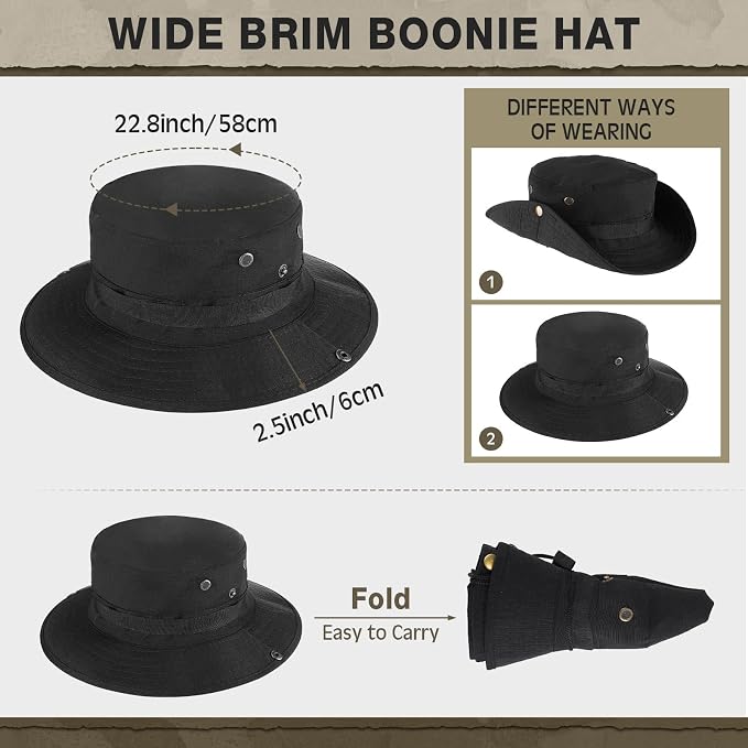 Xtinmee 20 Pcs Boonie Hat Bulk Wide Brim Bucket Hat Safari Hats Outdoor Sun Hats for Hiking Camping with Adjustable Strap