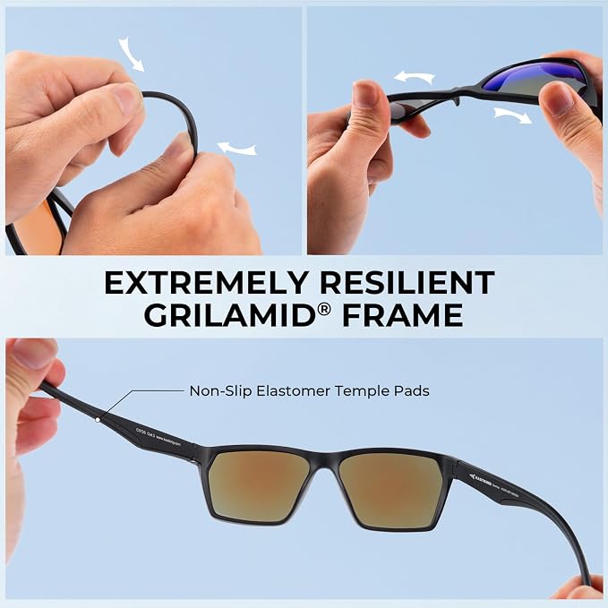 KastKing Beartrap Polarized Sports Fishing Sunglasses, With PuriVex Protective Lens Coating, Square Frame Design, Men Women