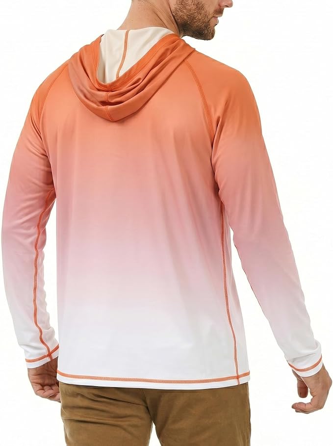 Roadbox UPF 50+ Fishing Shirts for Men, Long Sleeve UV Sun Protection Hoodie, Outdoor Hiking Running Swimming Rash Guard
