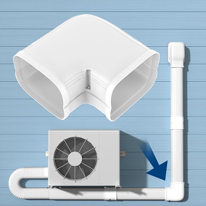 3" Level Bend Cover, 90° Flat Elbow, Upgrade PP Heat-Resistant, Paintable Decorative Line Set Cover Kit Parts Accessories for Mini Split Air Conditioners, AC, HAVC and Heat Pumps