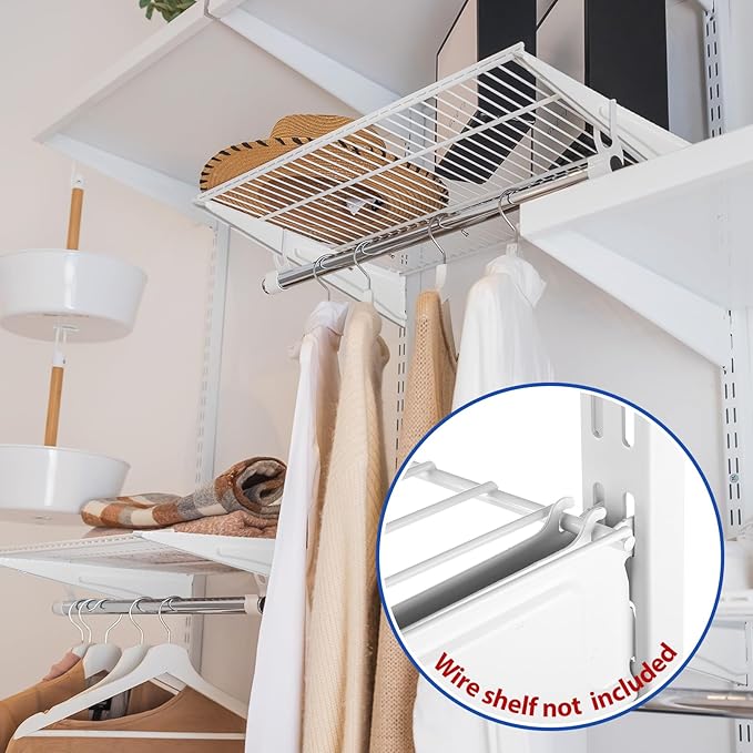 47.5 Inch Twin Rail Upright Wall Shelving System with 16 Inch Locking Shelf Bracket Adjustable Closet System Heavy Duty Metal Support for Deep Wire Shelving Closet (8 Pcs)