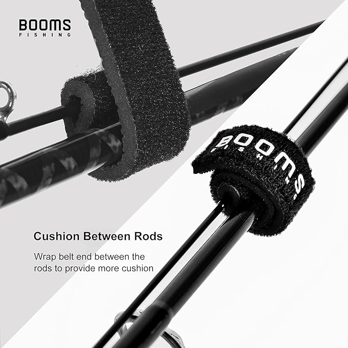 Booms Fishing RS3 Fishing Rod Wrap Pole Straps， Hook & Loop Fishing Rod Belts, Fishing Rod Ties for Casting Rods, Spinning Rods and Fly Rods